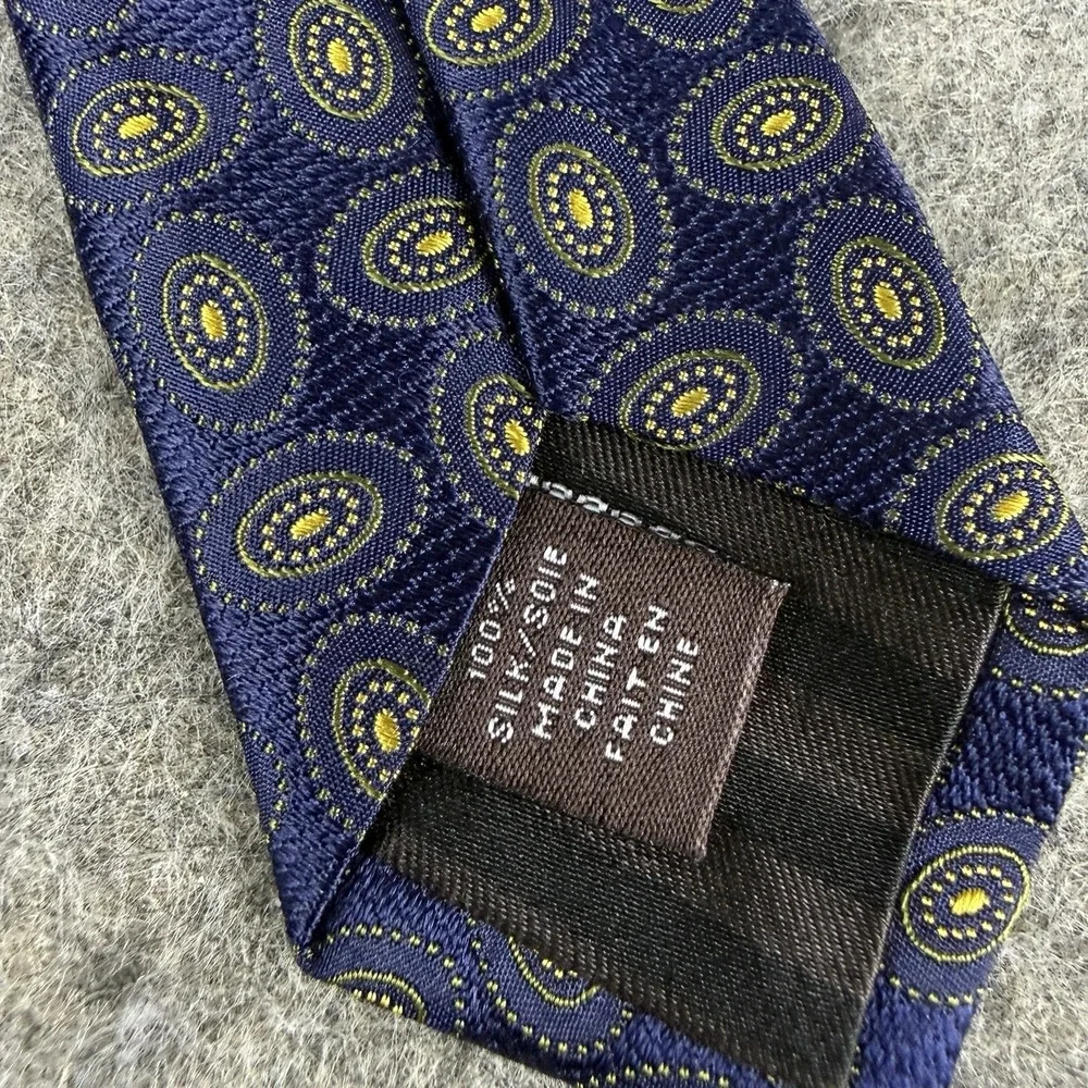 Black Brown 1826 Men's Tie 100% Silk Blue Geometric Pattern 60
